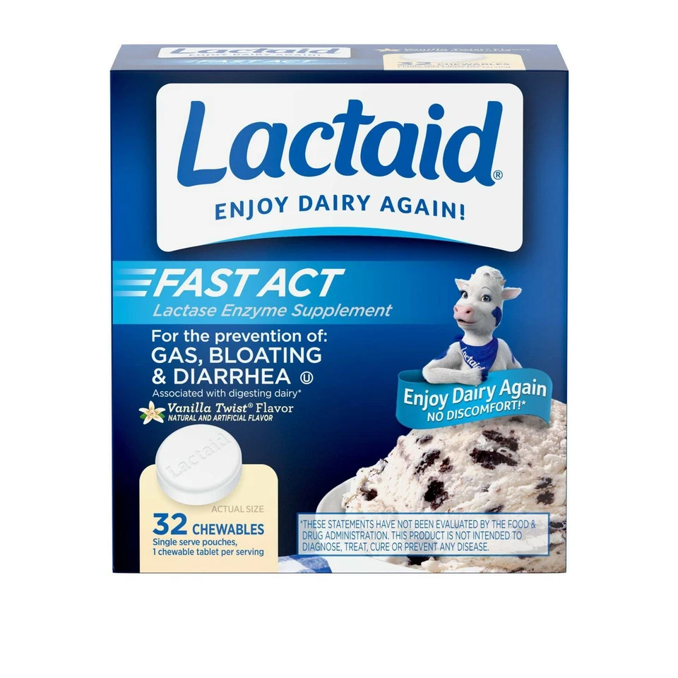 LACTAID Fast Act Chewable Tablets Vanilla Twist 32ct 300450930323