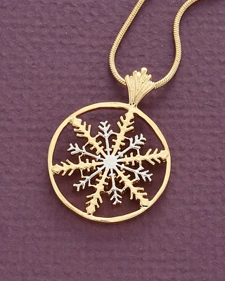 Snowflake Pendant and Necklace,Hand Cut Snowflake ,1 1/8" in Diameter, ( # 892 ) Foto 1 de 4