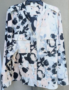 Calvin Klein Women's Abstract Print Top Blouse 2x Light and Flowy EUC Button - Picture 1 of 4