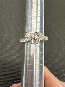 Ring Zirkonia DQ CZ Seil Knoten Silber 925 Größe 9 A152 - Bild 1 von 15