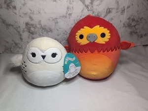 2x Harry Potter Squishmallow Fawkes the Phoenix 8" & Hedwig 6.5" Plush Stuffed - Picture 1 of 11
