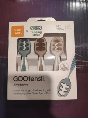 NumNum x Feeding Littles, Silicone Baby Spoons Set Of 3 Spoons, Neutral Colors - Image 1 of 2