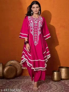 Kurta brodé Elegance - Bel ensemble Kurta rayonne pour femme - Photo 1/4