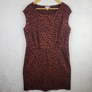Nine West Midi Dress XL Knit Pullover Sleeveless Animal Leopard Print Career - Picture 1 of 7
