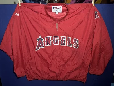 Vintage Majestic Anaheim Angels Jacket MLB Quarter Zip Pullover XXL Red - Image 1 of 4
