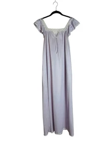 Vintage Movie Star Nightgown Dress Nylon Lace Lavender Cottage Coquette Size M - Picture 1 of 9