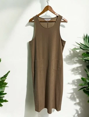 Casual Corner Annex Dress Women’s 12 L Faux Suede Tan Brown Shift Vintage 90s - Image 1 of 3