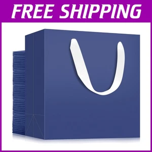Navy Blue Kraft Paper Bags, 12.5"x4.5"x11" - 50 Pack - Picture 1 of 7