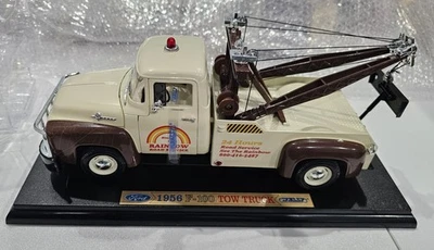 1956 Ford F-100 Tow Truck/Wrecker Rainbow Road Service ☆Welly 1:18 Diecast Truck - Image 1 of 4