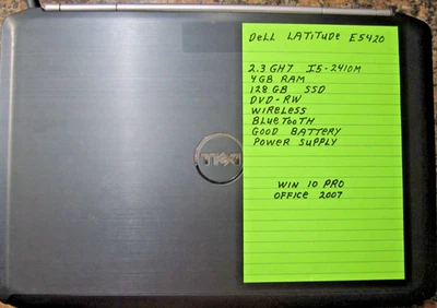Dell Latitude E5420 Laptop Core i5  2.3 GHz 4GB RAM 120GB SSD DVD-RW Win 10 Pro - Image 1 of 4