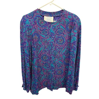 Pendelton Purple Paisley top. Country Sophisticates By Pendleton (Wool Rayon) - Image 1 of 4