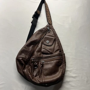 Bandolera bandolera de cuero marrón para mujer Hobo Y2K College - Imagen 1 de 19