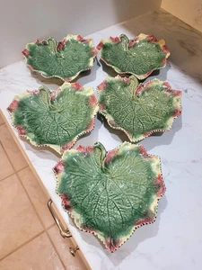 Bordallo Pinheiro Leaf Candy Dish Bowls Multi Color Pottery Made in Portugal X5 - Picture 1 of 14