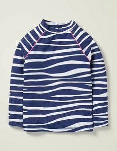 Girls Mini Boden Long Sleeve Rash Guard Rashguard SIZE 11-12 Deep Sea Blue Zebra - Picture 1 of 3