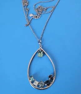 Loft crystal 2 1/2" teardrop pendent With 34" Chain necklace Spring Ring Claw  - Afbeelding 1 van 10