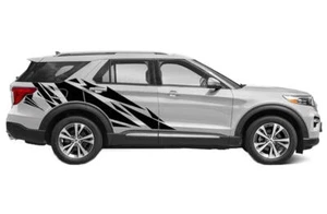 Graphic Distorted Stripe Car Sticker Kit For Ford Explorer Side Door Trunk Decal - Picture 1 of 3