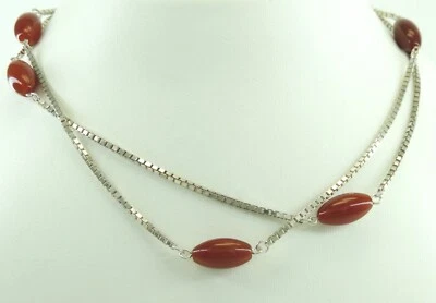 Vintage Damen 835er Silber Kette mit Achat - Bild 1 von 4