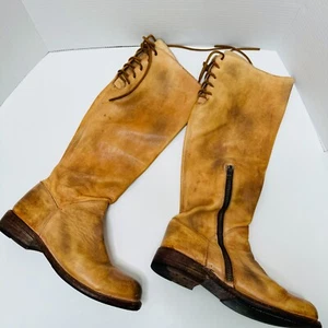 BedStu Manchester Tan Leather Tall Knee High Boots Womens 8 Bench Made 7822 Inne - Picture 1 of 12