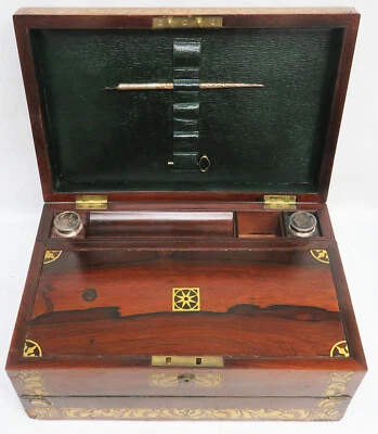 ARMARIO DE ESCRITORIO DE BARCO CAPITÁN s años 1860 con pozos de tinta de plata esterlina 1791  Foto 1 de 4