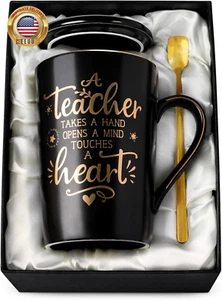 Best Teacher Appreciation Gifts for Men Women, 14Oz Unique Black Ceramic Teacher - Picture 1 of 7