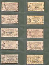 Bilety na londyńską platformę metra. 10 w idealnym stanie, wszystkie różne stacje ok. 1950