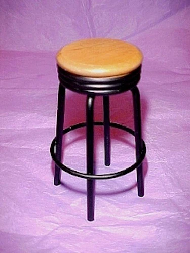 Dollhouse Diner Counter Bar Stool Wood and Metal Miniatures for Doll House - Image 1 of 1