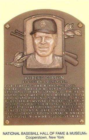 Postcard Robert "Bob" Gibson Hall of Fame Cooperstown St Louis Cardinals MNT HOF Cover