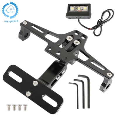 Motorcycle Fender Eliminator Tail License Plate Holder W/ LED Light Universal - Image 1 of 4