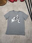 Air Jordan Mens Large Shirt Jumpman AF1 Gray Spell Out All Over Crew Mashup
