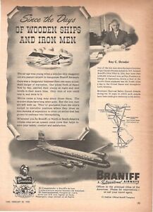 Braniff Airways Publicité D'Origine 1950 International Américain Ray C.Shrader