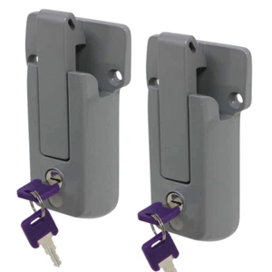 2- KEYED ALIKE Grey Locking Cargo Trailer Cambar Door Latch Vise Lock Cam Bar - Picture 1 of 6