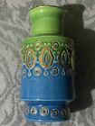Vtg Mcm Bitossi Italian Pottery Vase Kelly Green Blu Soraya 8" Aldo Londi