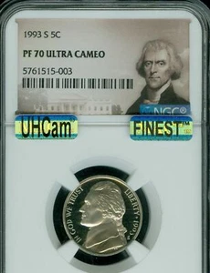 1993 S JEFFERSON NICKEL NGC PF70 UCAM MAC UHcam MAC FINEST & SPOTLESS * - Picture 1 of 2