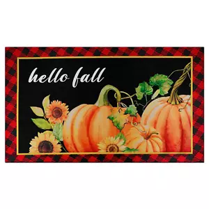 Hello Fall Welcome Mat for Front Maple Leaf Pumpkin Doormat Non-Slip Entrance - Picture 1 of 8