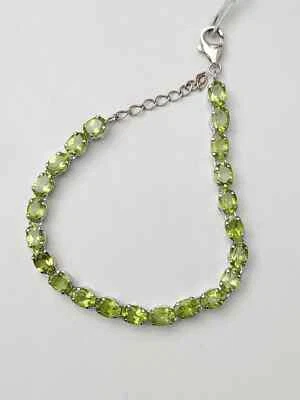 Natural Green Peridot Bracelet 925 Sterling Silver Women's Bracelet Gift For Her - Image 1 of 4