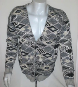Vintage Strickjacke Pullover XL LAVANE New York Made in USA ETIKETT grau schwarz abstrakt - Bild 1 von 12