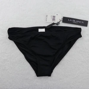 La Blanca Bikini Bottoms Womens 6 Black Solid Swimwear UPF 50 - Picture 1 of 11