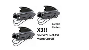 3 Sunglass Visor Clip Sunglasses Eyeglass Holder Car Auto Reading Glasses Grey - Picture 1 of 5