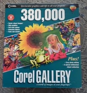 Vintage Software Corel Gallery 380K Vector Clipart Sounds Fonts Windows 95/98 - Picture 1 of 7