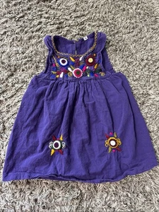 Vintage Handmade Embroidered Purple Girl's Dress Size 4 - Picture 1 of 7