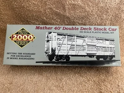 LifeLike PROTO 2000 Series Mather 40' Double Deck Stock Car HO Plastic Model Kit - Image 1 of 4