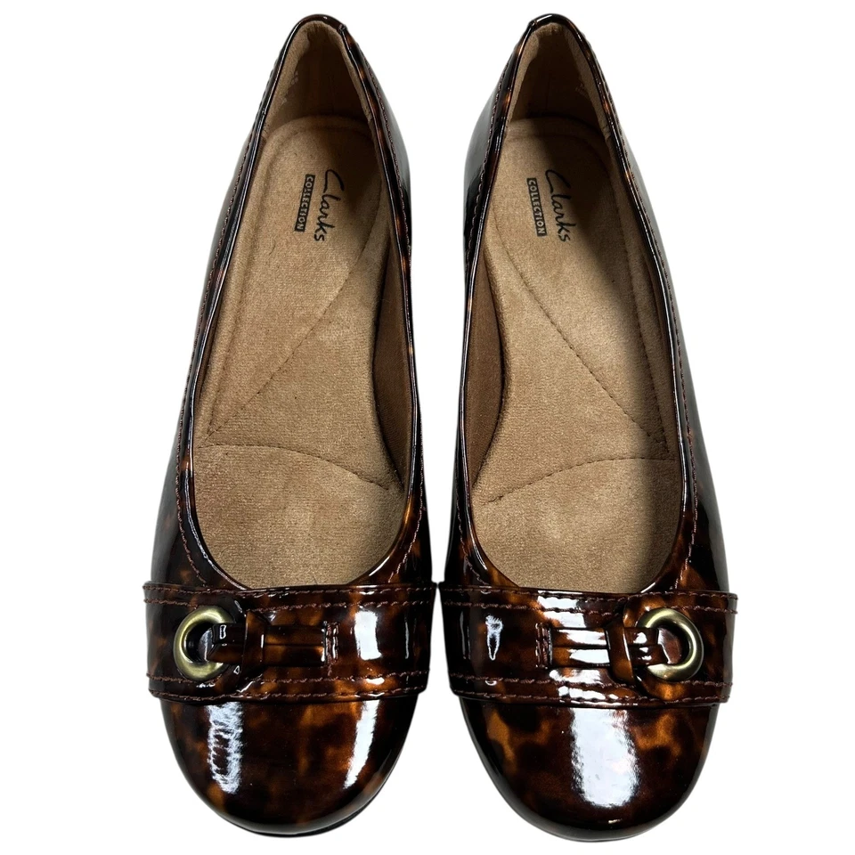 Zapatos planos de ballet Clarks Collection para mujer charol carey talla 7M Foto 1 de 4