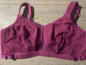 NEW Women’s Comfort Choice 42DD Plus Sized Lace Bra, Berry - Picture 1 of 7