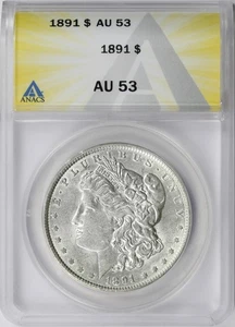 1891 $1 Morgan Dollar ANACS AU53 - Picture 1 of 4
