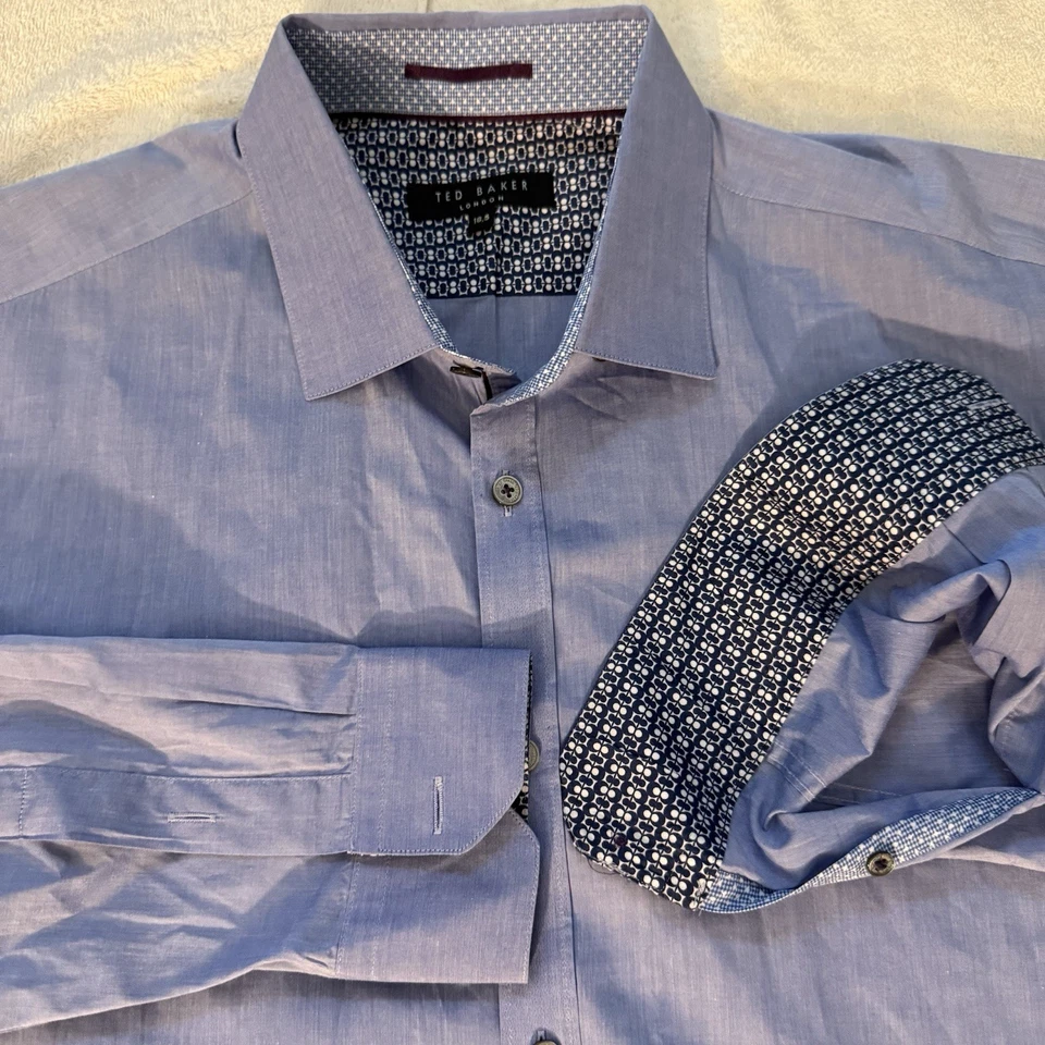 Camisa Ted Baker London Para Hombre Puño Francés Manga Larga Talla X Grande Foto 1 de 4