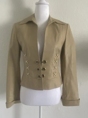 Chaqueta de cuero suave para mujer WORTH color tostado cierre de palanca con cordones talla 2 forrada Foto 1 de 4