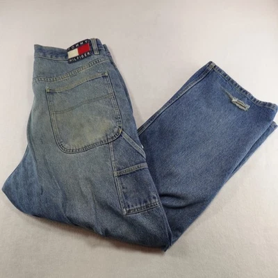 Jeans masculino Tommy Hilfiger folgado 38x32 *36x31* carpinteiro carga Y2K skatista perna larga - Imagem 1 de 4