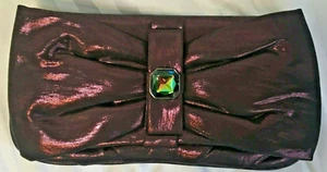 Jeanne Lottie Cartera Magenta Bolso sin asas Diseñador Tela Satinada Bolso de mano Joya Púrpura - Imagen 1 de 12