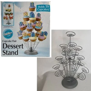 WILTON Cupcake Flair Dessert Stand Silvertone Metal - Picture 1 of 12