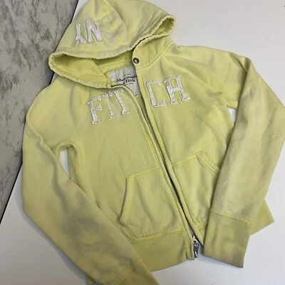 Abercombie & Fitch Sudadera con Capucha Amarillo Gruesa Negrita Letras Cremallera Foto 1 de 4